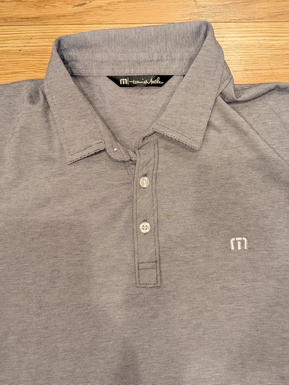 TravisMathew Polo Shirt Men’s Large Gray Stripe Pima Cotton Blend Golf Casual